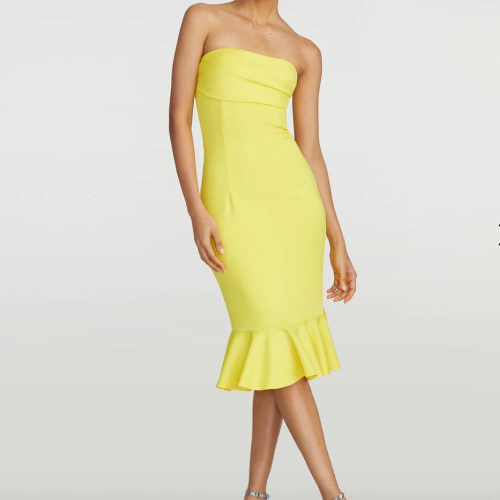 Gabrielle Union Yellow Flounce Off Shoulder Dress - Large